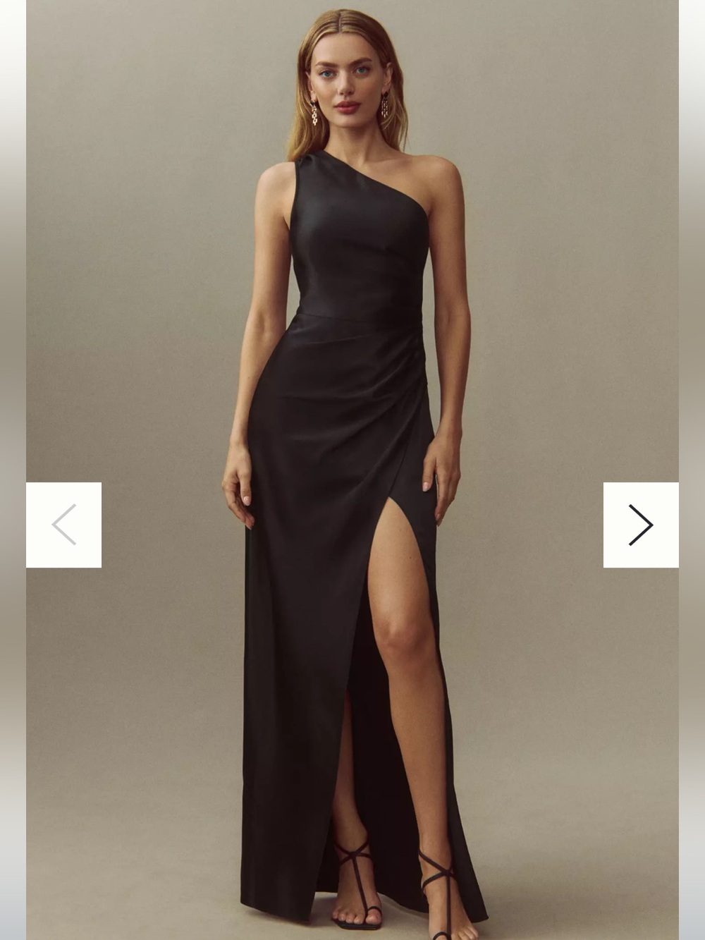 Anthropology BHLDN One-Shoulder Black Evening Gown with High Slit